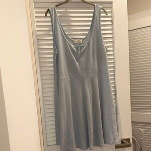 Forever 21 Light Blue Ribbed Tank Dress with Button Front